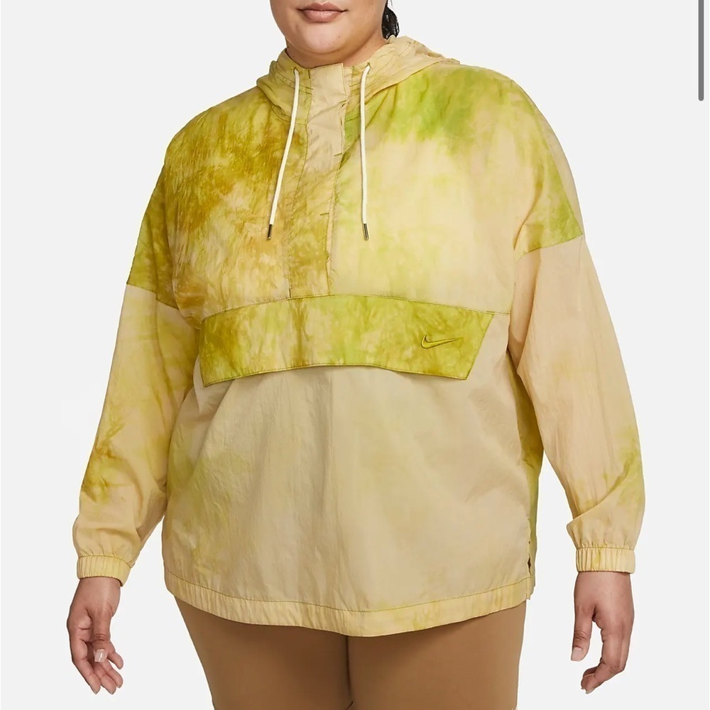 NIKE Women's Woven Wave Dye Jacket Anorak Pullover Green Size 1X NEW